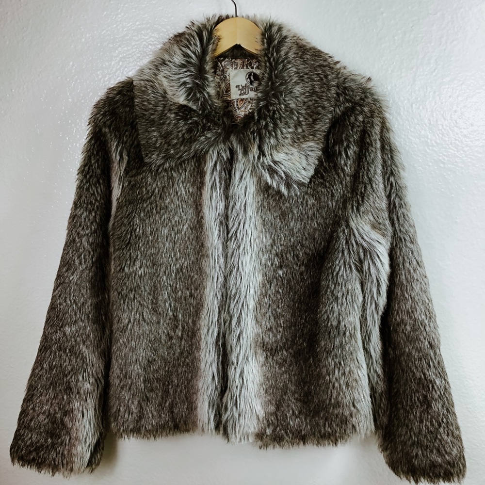 L’Affaire Faux Brown/Gray Fur Jacket M